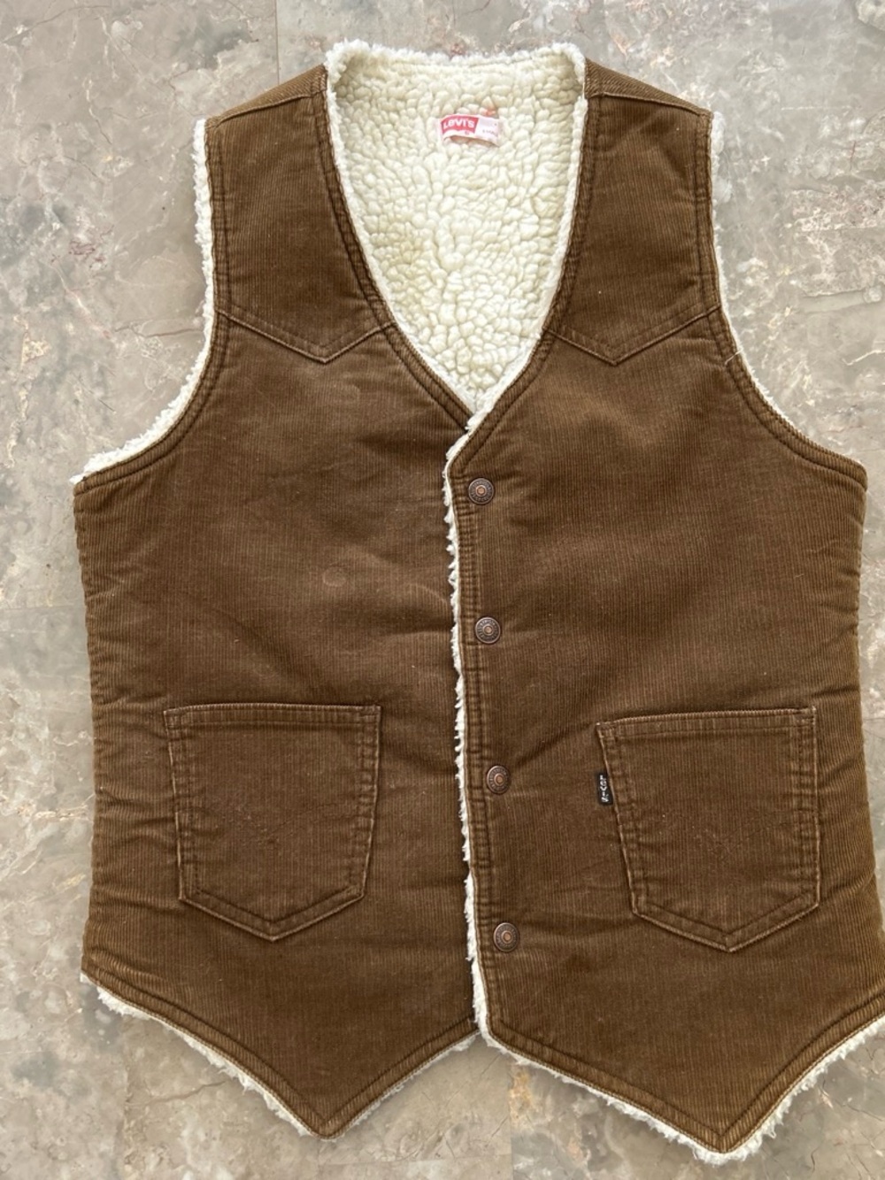Vintage 1970s Levi’s 60606 Brown Corduroy Sherpa Vest USA Small